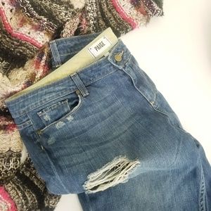 Paige Jimmy Ripped distressed Tapered Skinny jeans Size 32